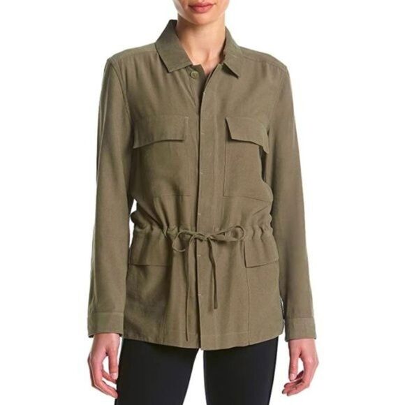 Max Studios Olive Green Soft Twill Utility Jacket Shacket - Picture 1 of 10